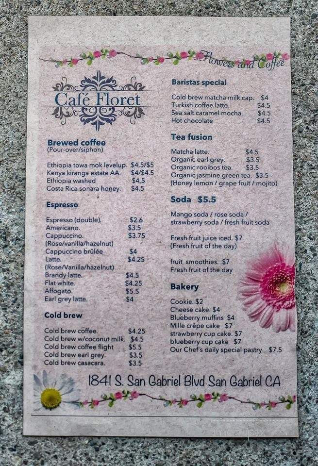 Cafe Floret - San Gabriel, CA menu_pic