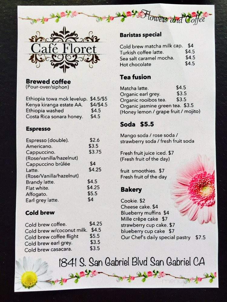 Cafe Floret - San Gabriel, CA menu_pic