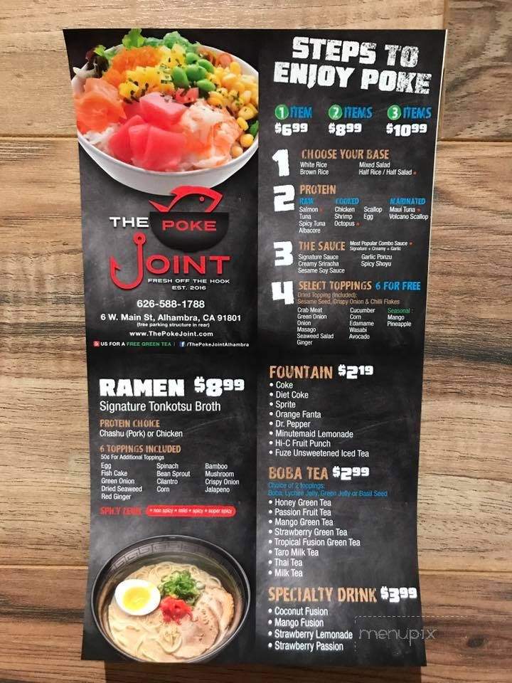 The Poke Joint - Alhambra, CA menu_pic