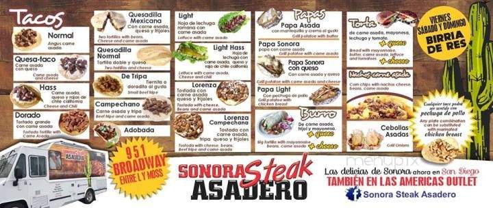 Sonora Steak Asadero - Chula Vista, CA menu_pic