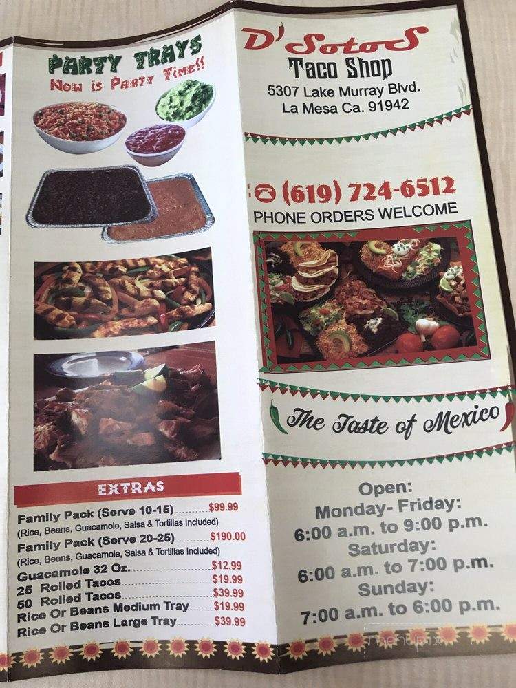 D' Sotos - La Mesa, CA menu_pic