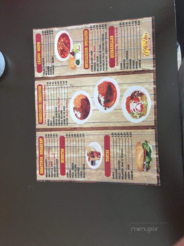 El Paisa Mex - Escondido, CA menu_pic