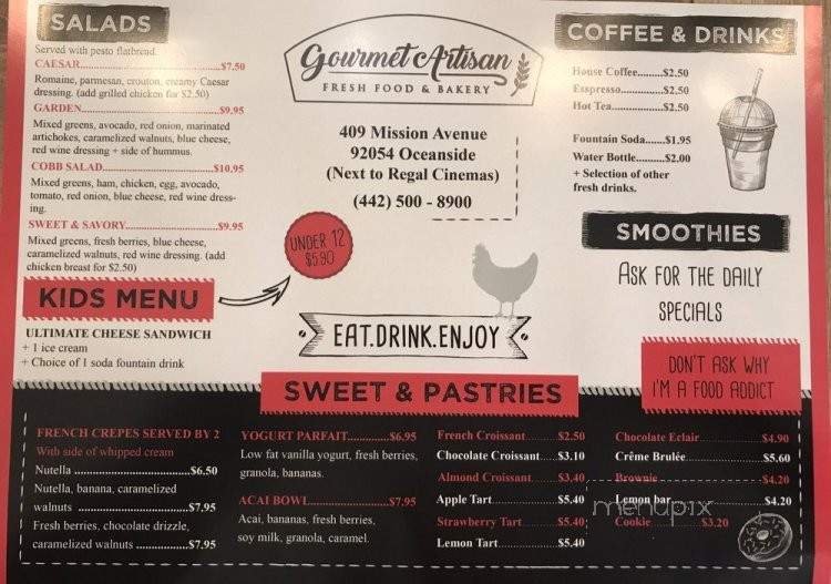 Gourmet Artisan Oceanside - Oceanside, CA menu_pic
