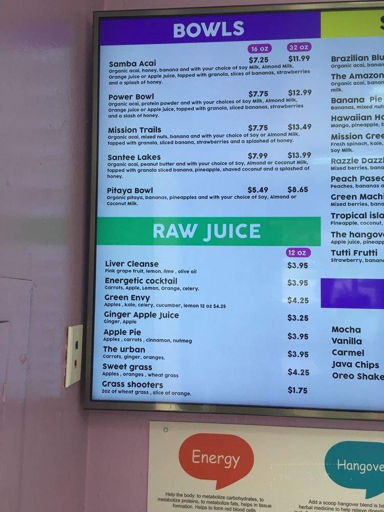 Samba Smoothies - Santee, CA menu_pic