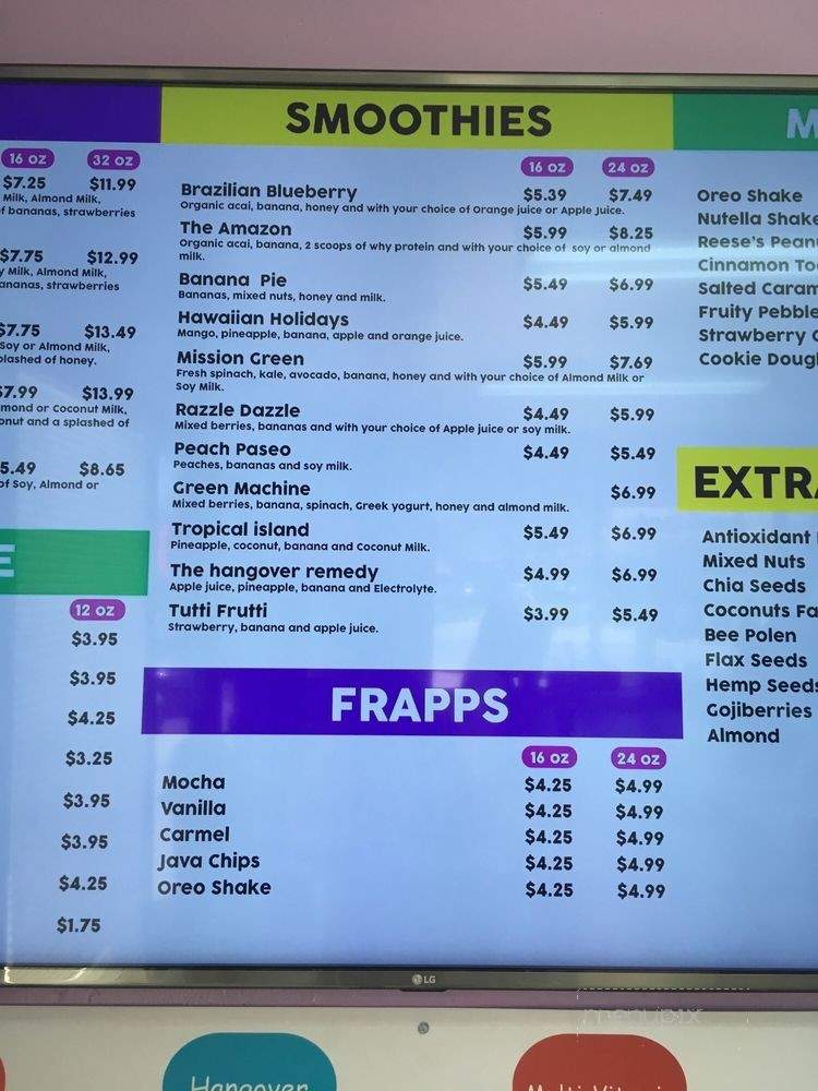 Samba Smoothies - Santee, CA menu_pic