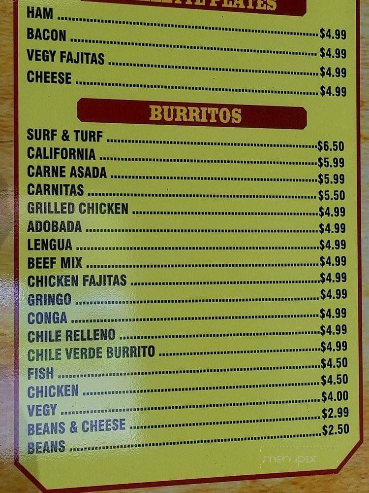 La Condesa Mexican Food - Vista, CA menu_pic