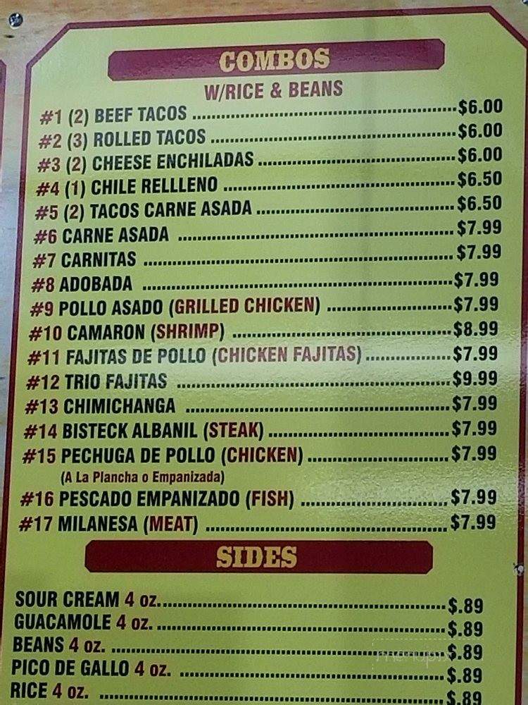 La Condesa Mexican Food - Vista, CA menu_pic