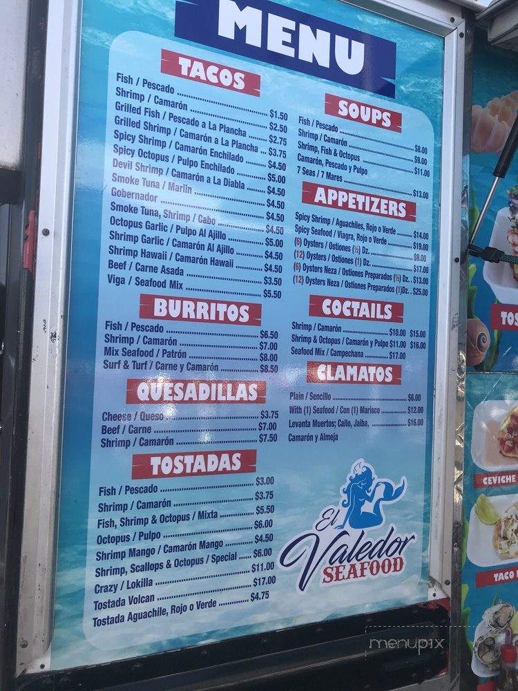 Mariscos El Valedor - San Diego, CA menu_pic
