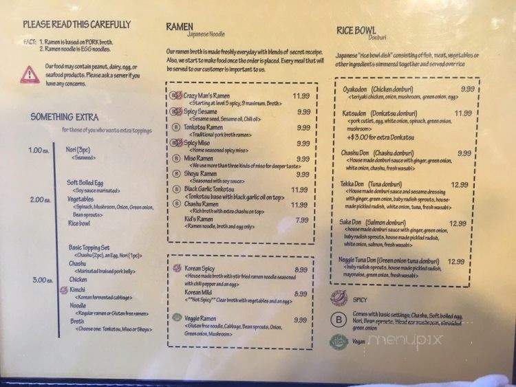 Minato 3 Ramen & Sushi - San Diego, CA menu_pic