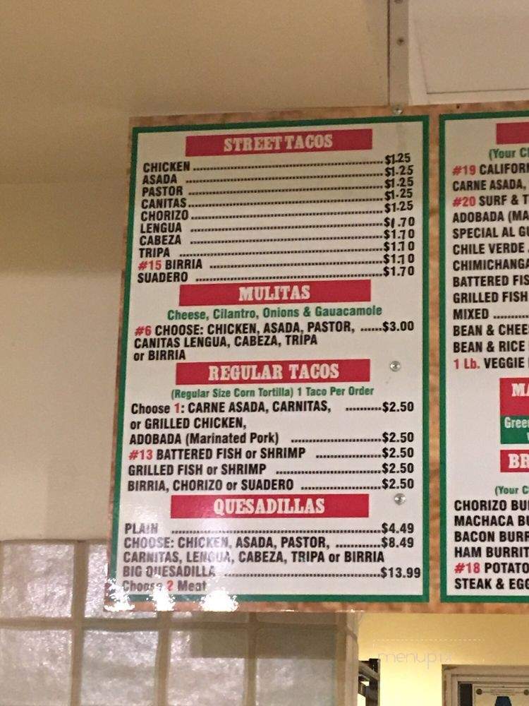 Taqueria Al Gusto - San Diego, CA menu_pic