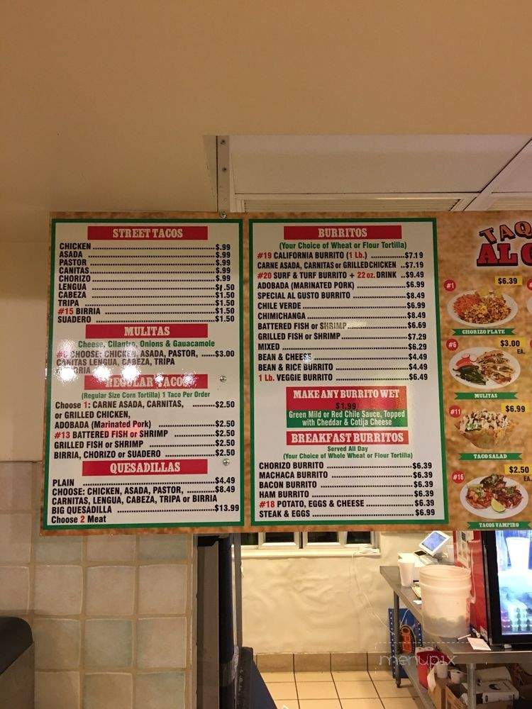 Taqueria Al Gusto - San Diego, CA menu_pic