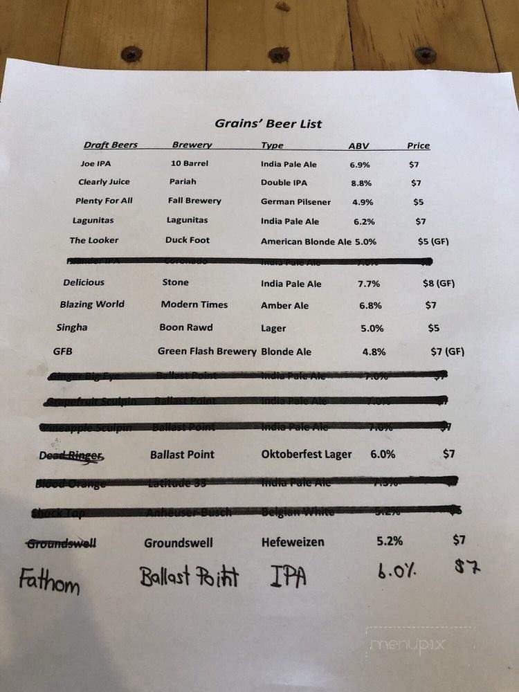 Grains - San Diego, CA menu_pic