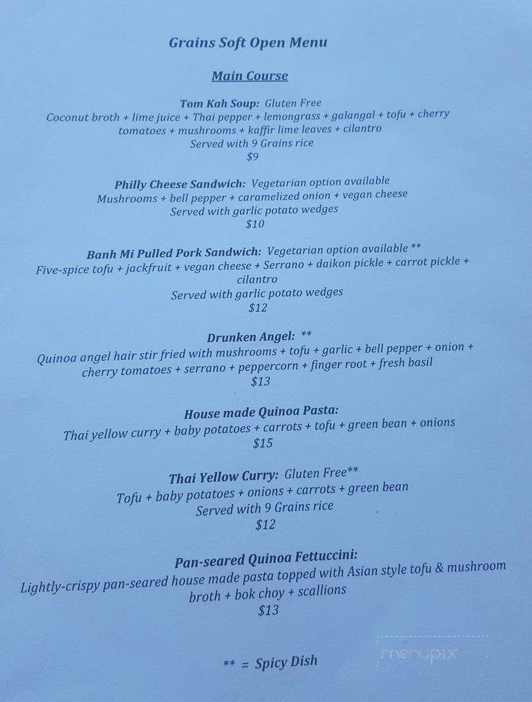 Grains - San Diego, CA menu_pic