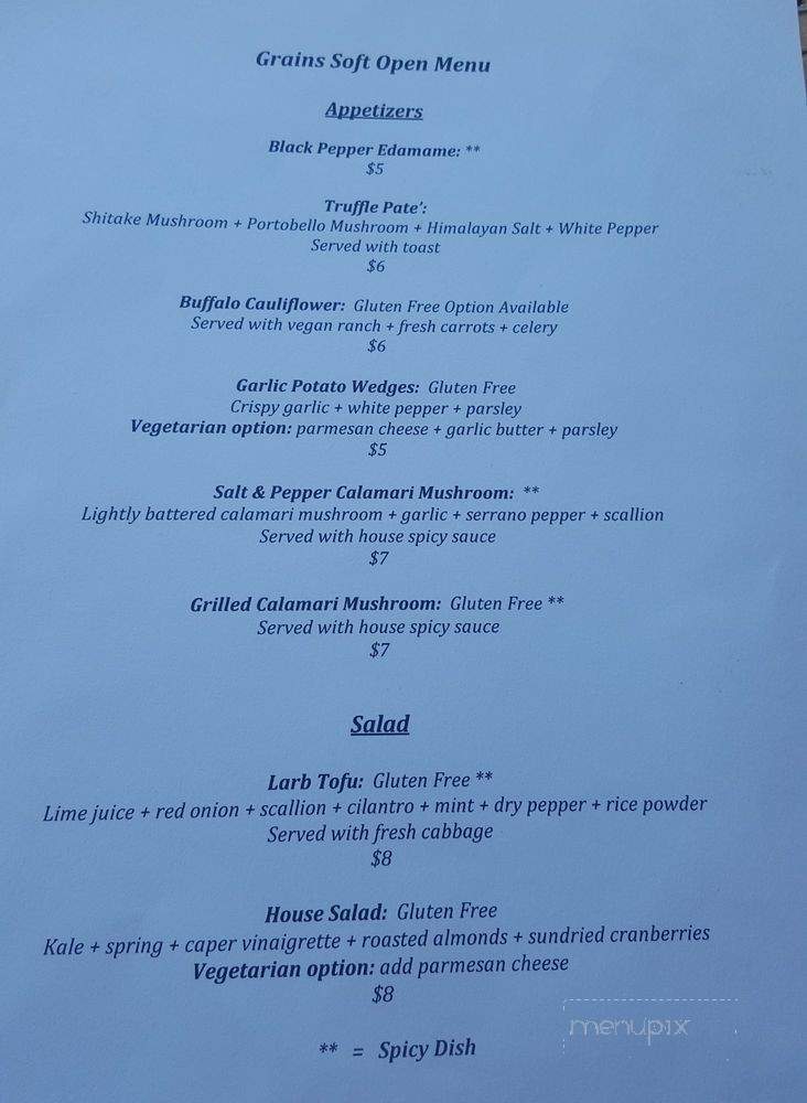 Grains - San Diego, CA menu_pic