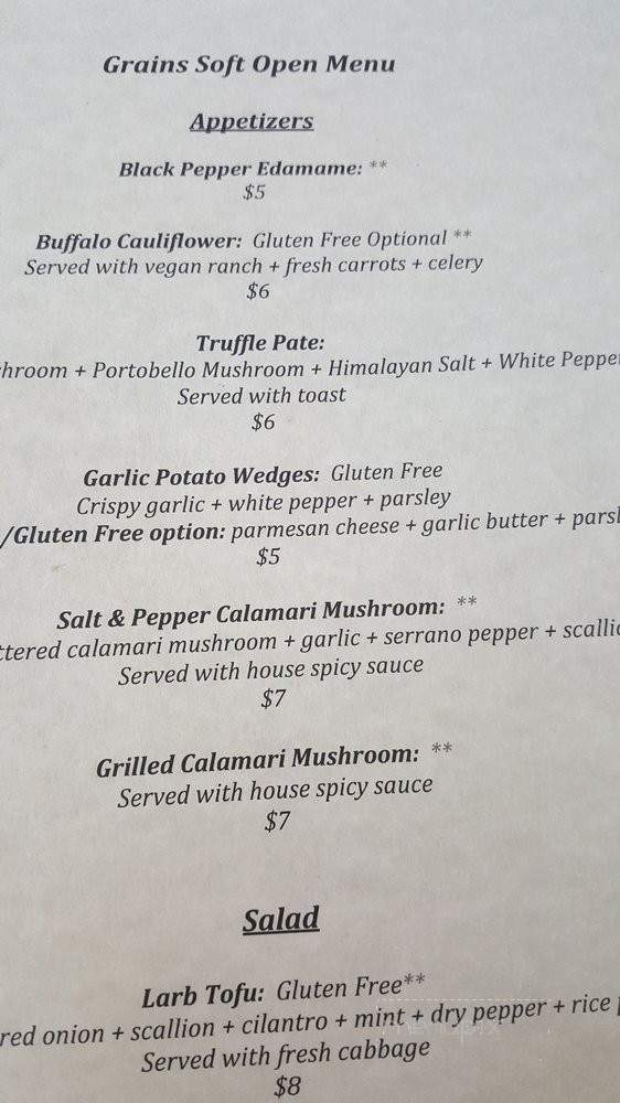 Grains - San Diego, CA menu_pic