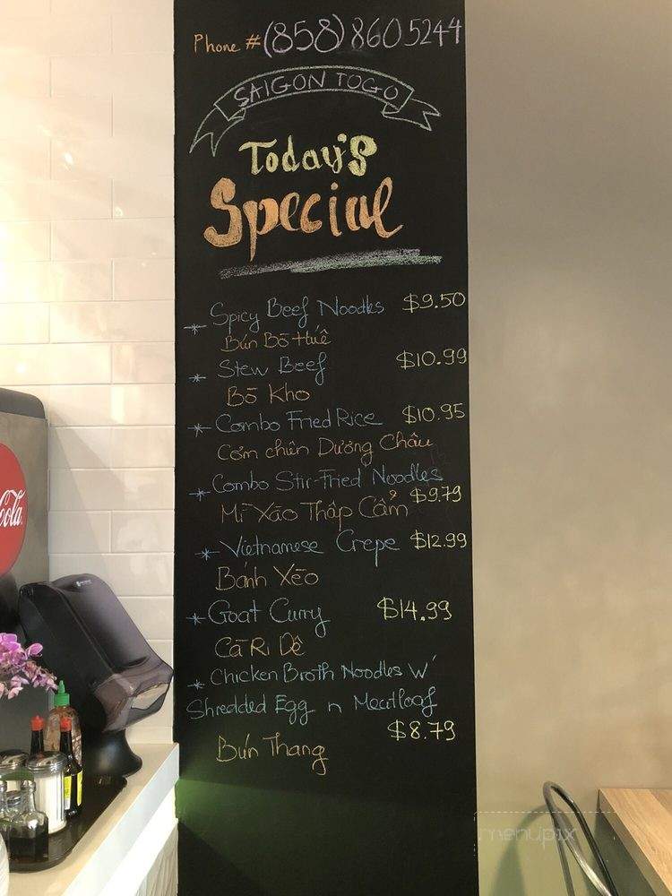 Saigon To Go - San Diego, CA menu_pic