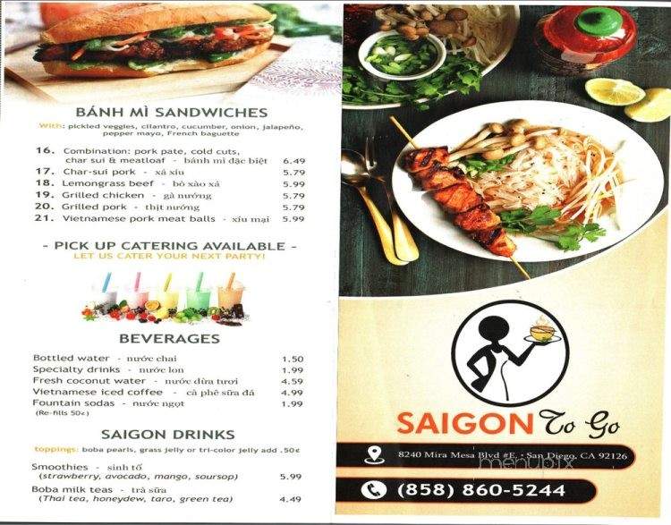 Saigon To Go - San Diego, CA menu_pic