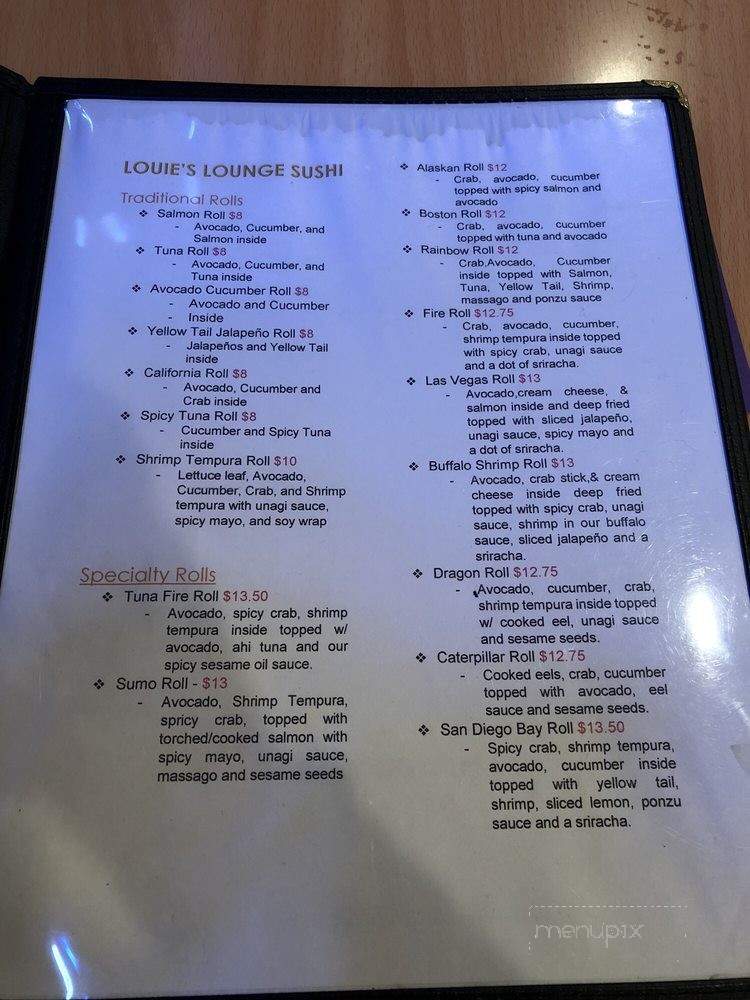 Louie's Lounge - San Diego, CA menu_pic