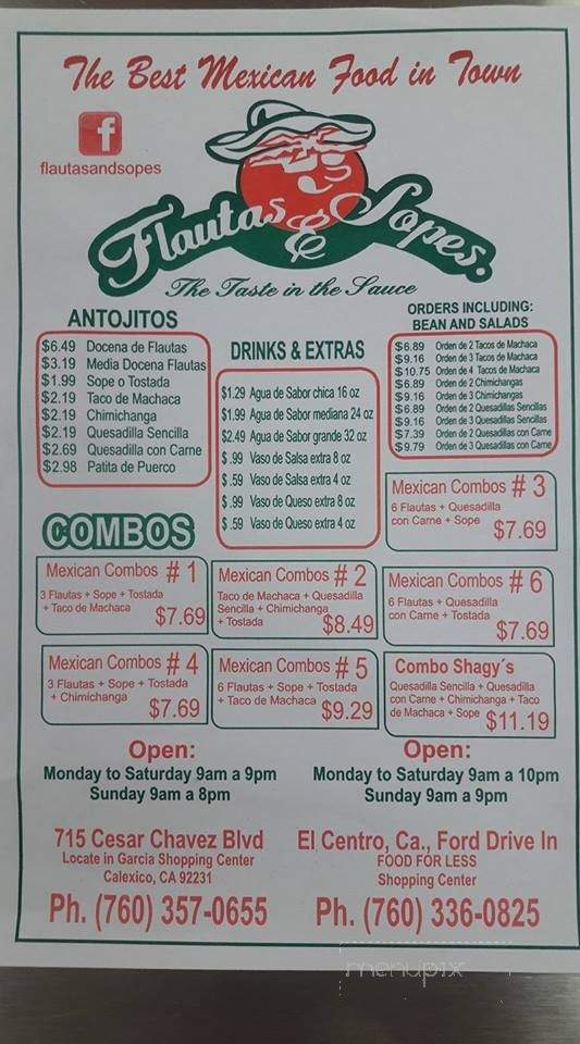 Flautas y Sopes - Calexico, CA menu_pic