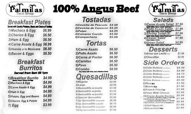 Las Palmitas - El Centro, CA menu_pic