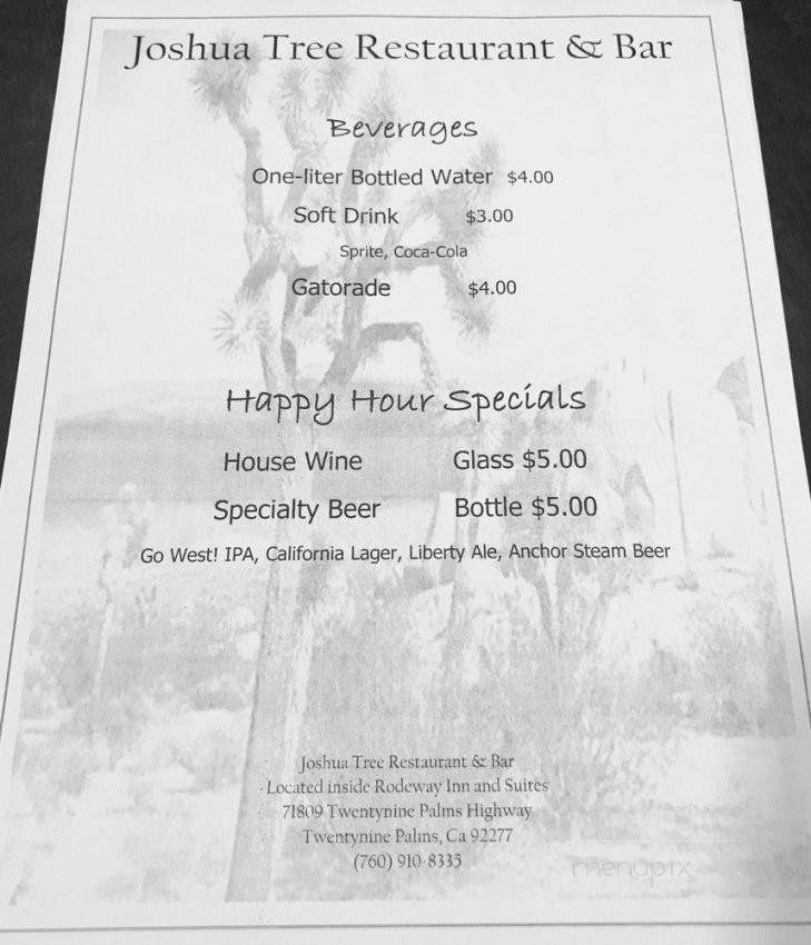 Joshua Tree Restaurant & Bar - Twentynine Palms, CA menu_pic