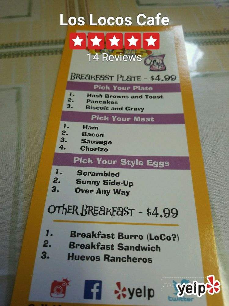 Los Locos Cafe - Barstow, CA menu_pic