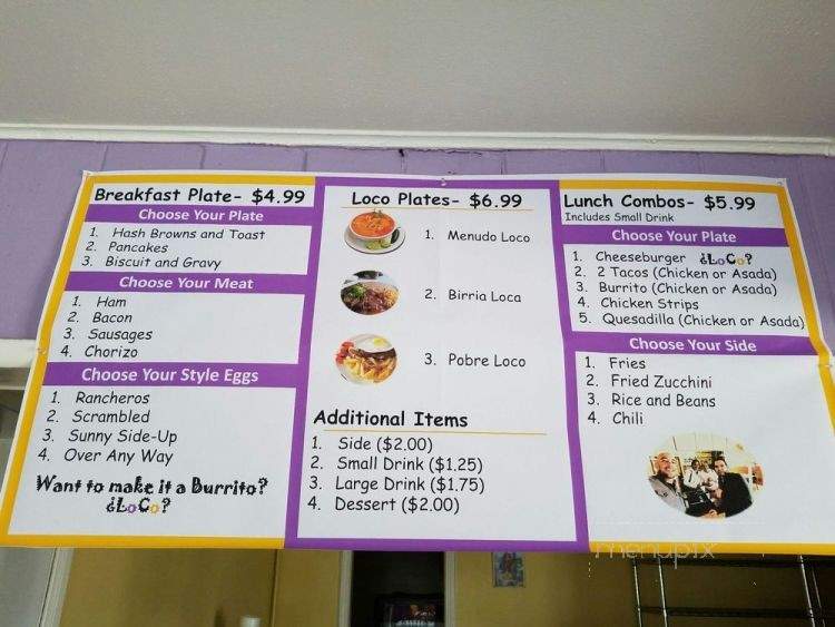Los Locos Cafe - Barstow, CA menu_pic