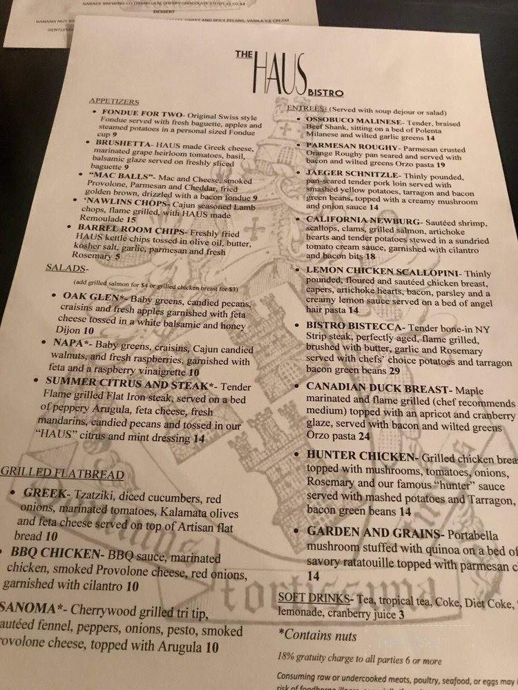 The Haus Bistro - Calimesa, CA menu_pic