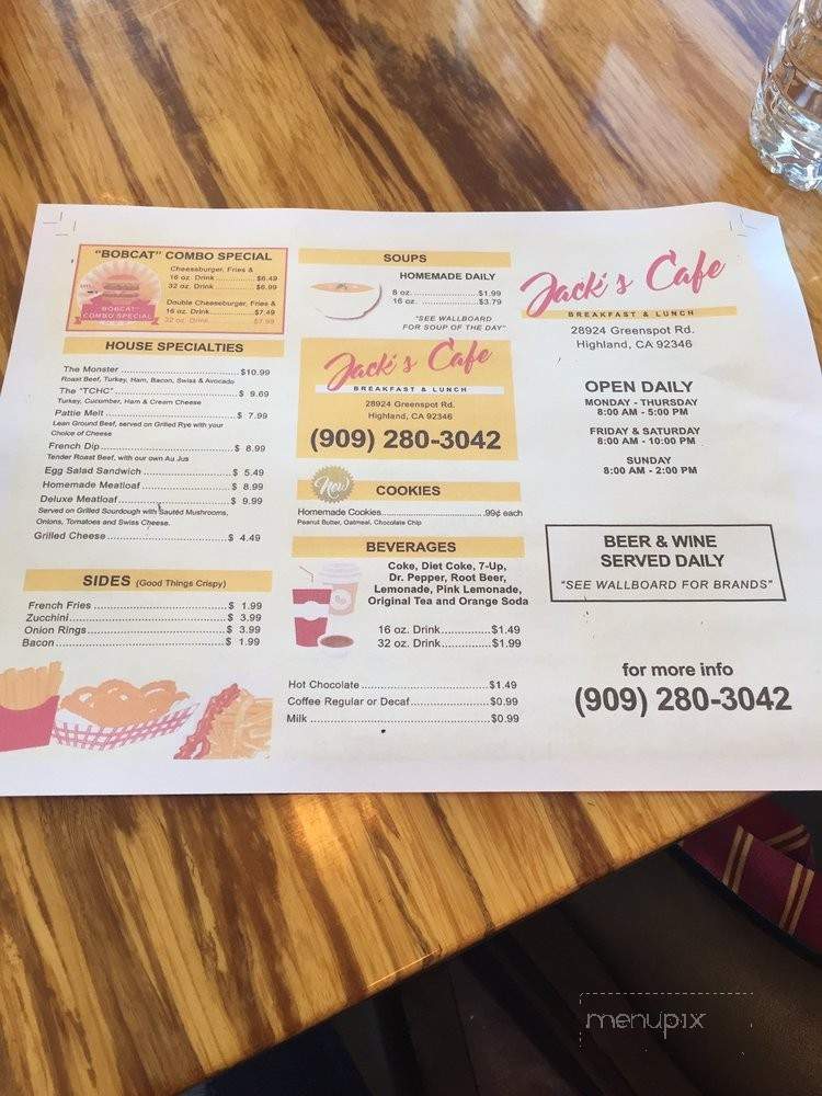 Jack's Cafe - Highland, CA menu_pic