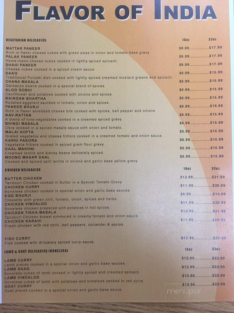 Flavor Of India - Needles, CA menu_pic