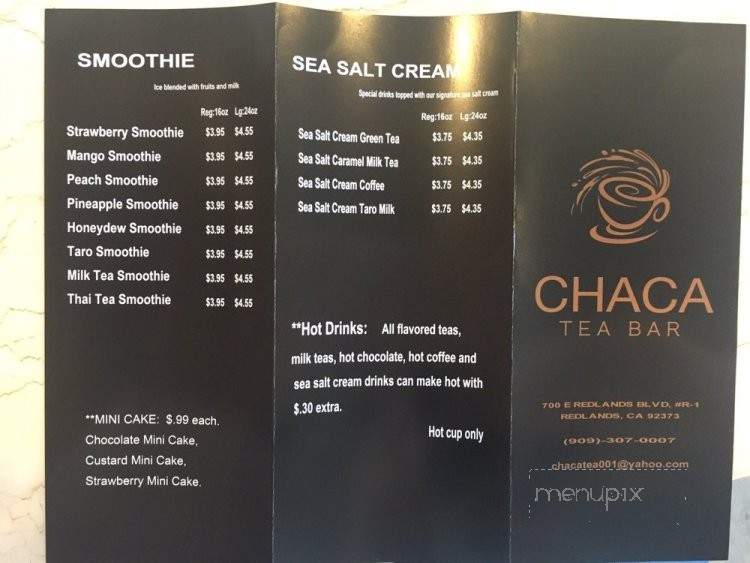Chaca Tea Bar - Redlands, CA menu_pic