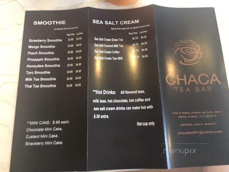 Chaca Tea Bar - Redlands, CA menu_pic