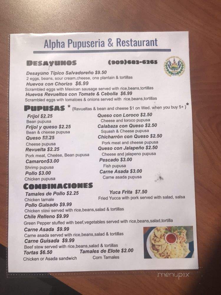 /30627333/Alpha-Pupuseria-and-Restaurant-Menu-San-Bernardino-CA - San Bernardino, CA