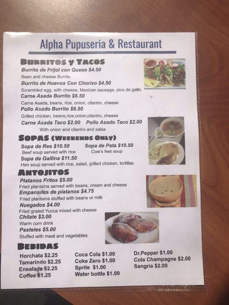/30627333/Alpha-Pupuseria-and-Restaurant-Menu-San-Bernardino-CA - San Bernardino, CA