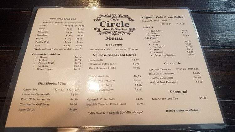 Cafe Circle - Riverside, CA menu_pic
