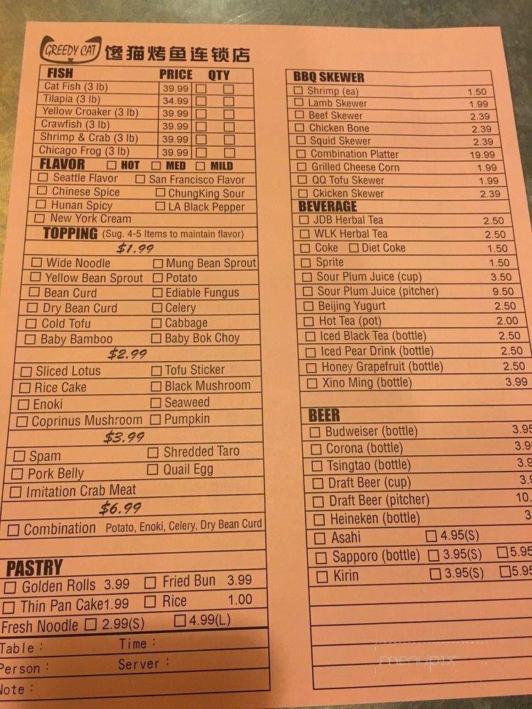 Greedy Cat - Riverside, CA menu_pic