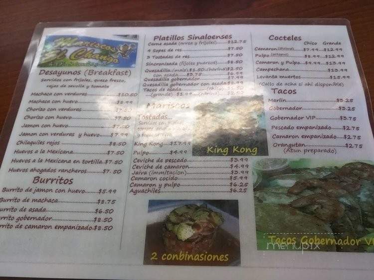 Mariscos El Chango - Riverside, CA menu_pic
