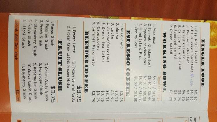 KSK Poke & Boba - Newport Beach, CA menu_pic