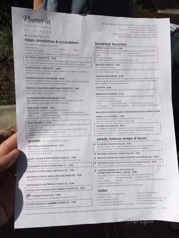 Plumeria Cafe by Stacks - Laguna Niguel, CA menu_pic