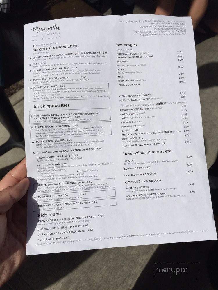 Plumeria Cafe by Stacks - Laguna Niguel, CA menu_pic