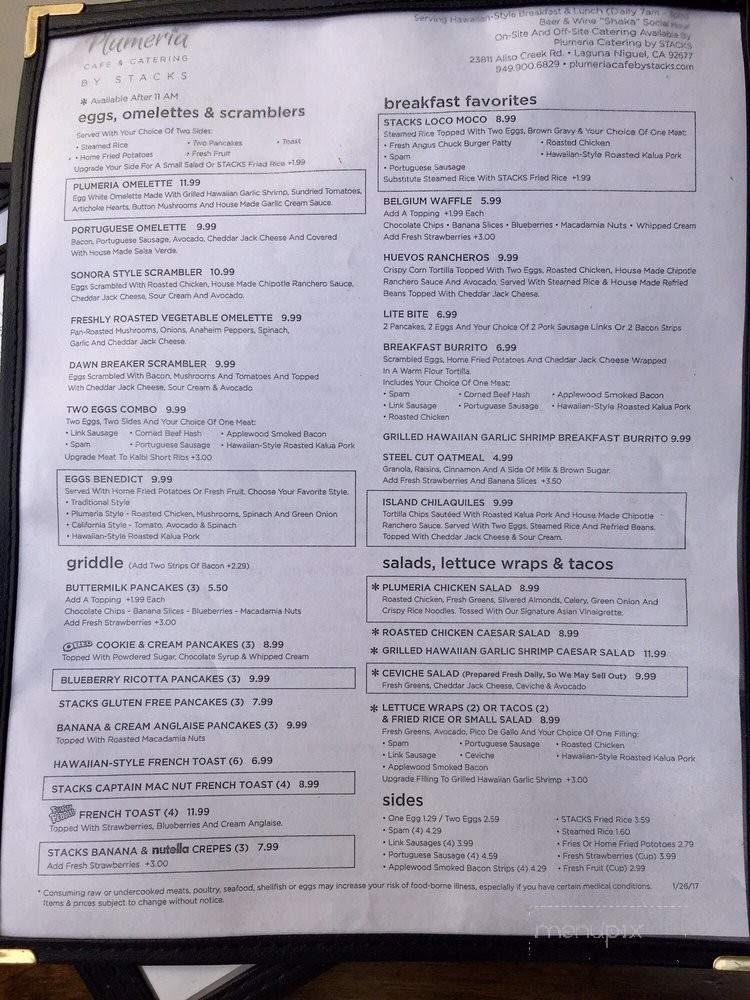 Plumeria Cafe by Stacks - Laguna Niguel, CA menu_pic