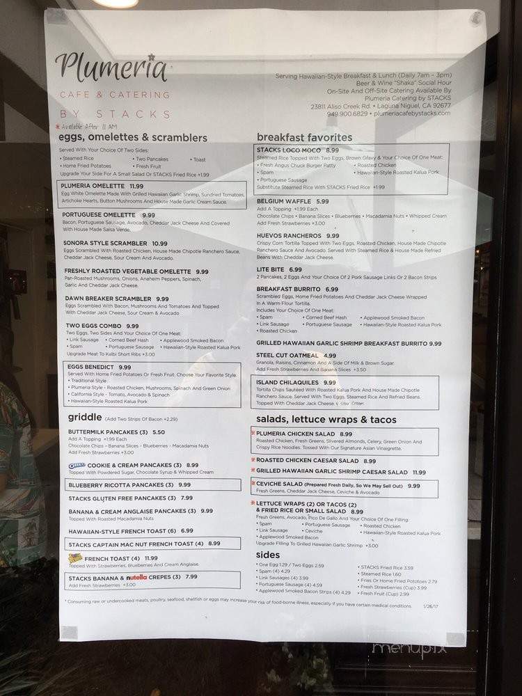 Plumeria Cafe by Stacks - Laguna Niguel, CA menu_pic