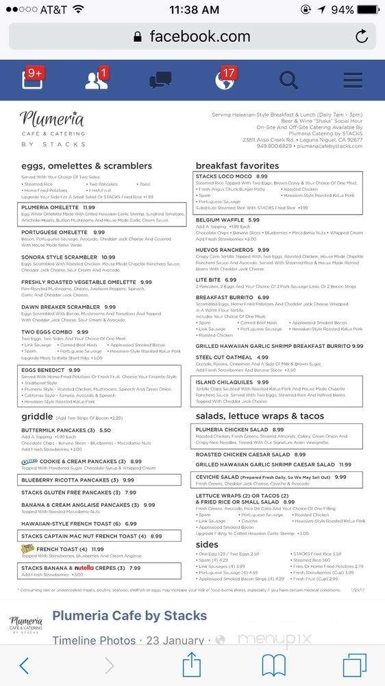 Plumeria Cafe by Stacks - Laguna Niguel, CA menu_pic