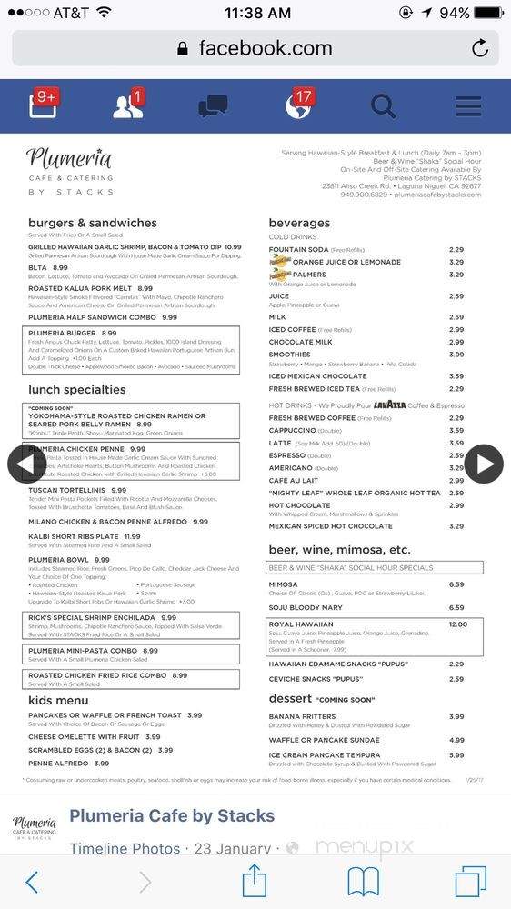 Plumeria Cafe by Stacks - Laguna Niguel, CA menu_pic