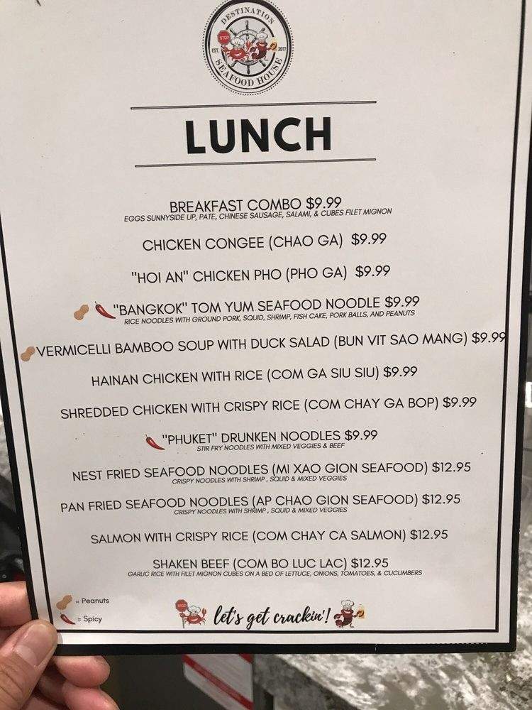 Destination Seafood House - Westminster, CA menu_pic