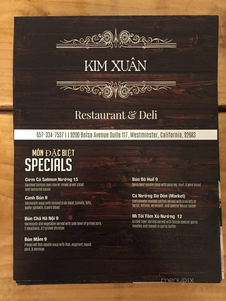 Kim Xuan Restaurant & Deli - Westminster, CA menu_pic