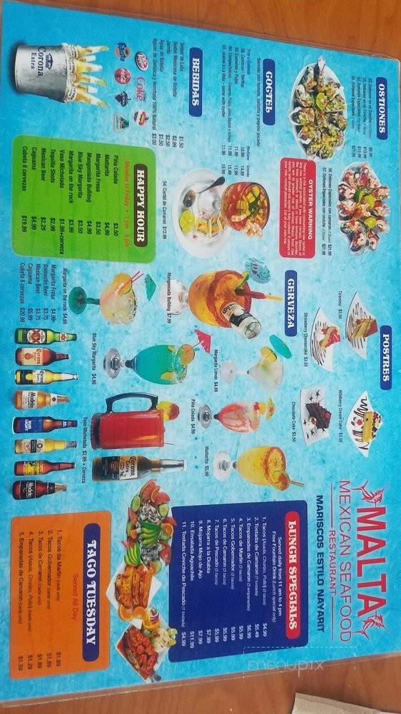Malta Mexican Seafood - Westminster, CA menu_pic