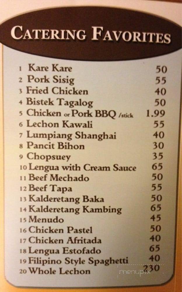 Manila Kusina - Mission Viejo, CA menu_pic