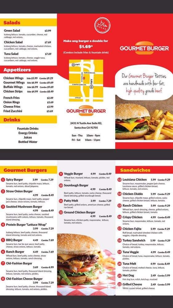 Gourmet Burger - Santa Ana, CA menu_pic