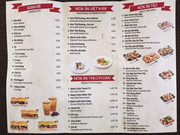 Thuy Nhi Coffee & Sandwich - Fountain Valley, CA menu_pic